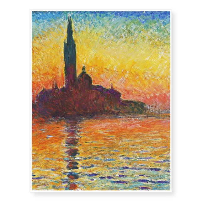 Claude Monet Sunset In Venice Impressionist Art Temporary Tattoos (Front)