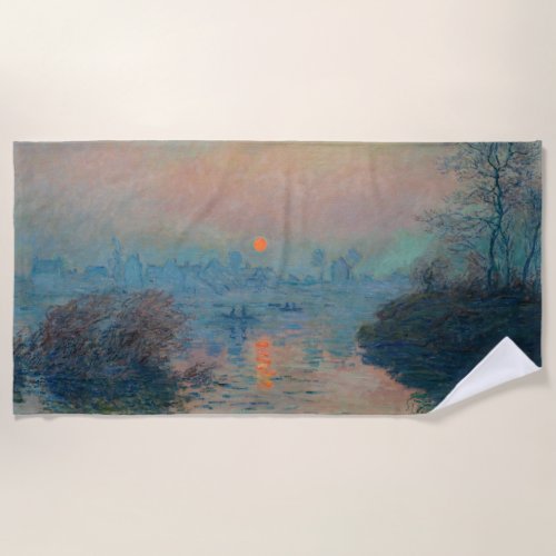 Claude Monet _ Sunset on the Seine at Lavacourt Beach Towel