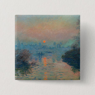 Claude Monet - Sunset on the Seine at Lavacourt Button