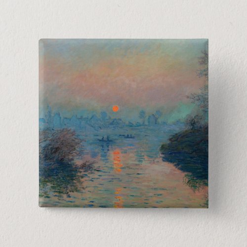 Claude Monet _ Sunset on the Seine at Lavacourt Button