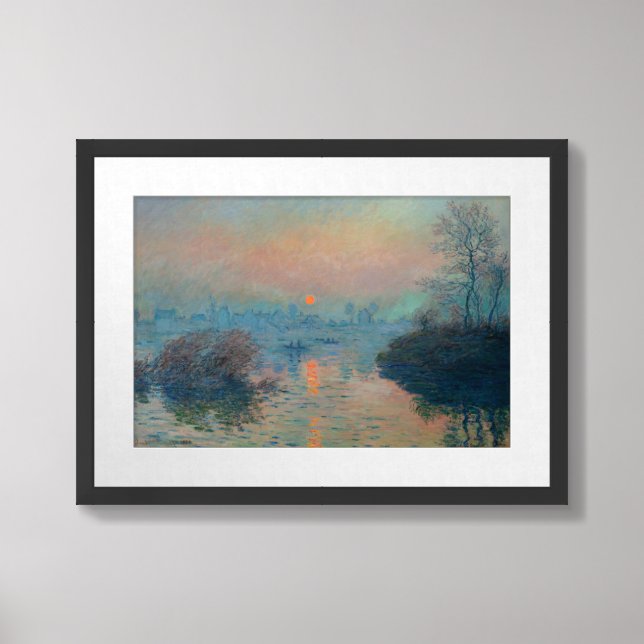Claude Monet - Sunset on the Seine at Lavacourt Framed Art (Framed Front)