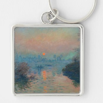 Claude Monet - Sunset On The Seine At Lavacourt Keychain by PaintingArtwork at Zazzle