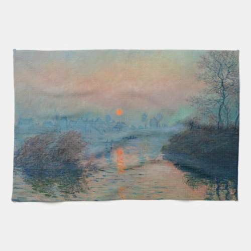 Claude Monet _ Sunset on the Seine at Lavacourt Kitchen Towel