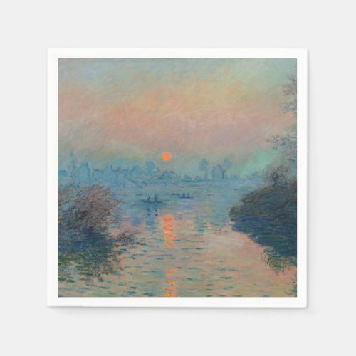 Claude Monet _ Sunset on the Seine at Lavacourt Napkins