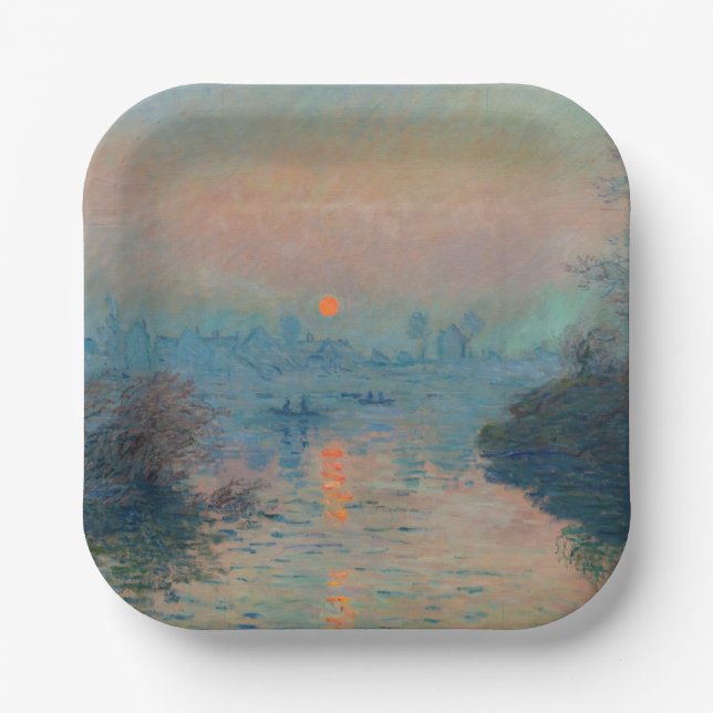 Claude Monet - Sunset on the Seine at Lavacourt Paper Plates (Front)