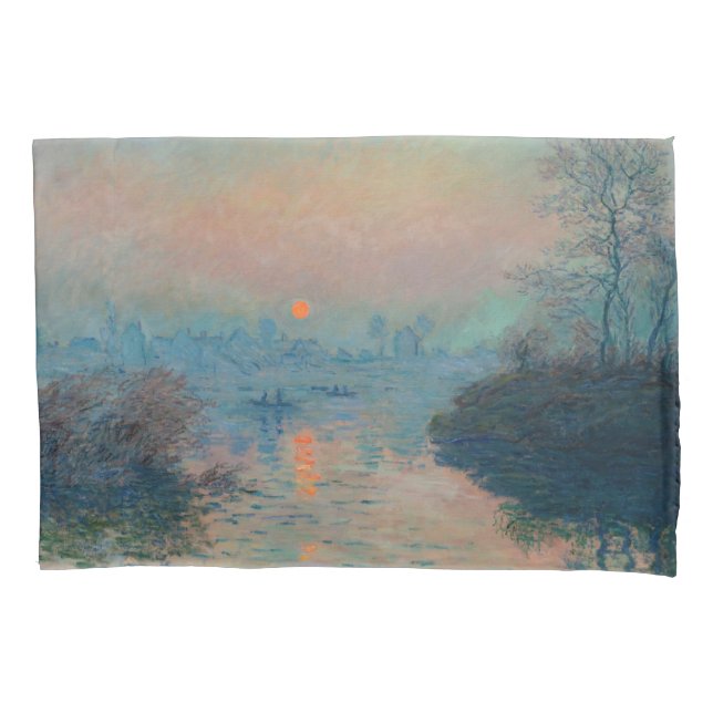 Claude Monet - Sunset on the Seine at Lavacourt Pillow Case (Front)