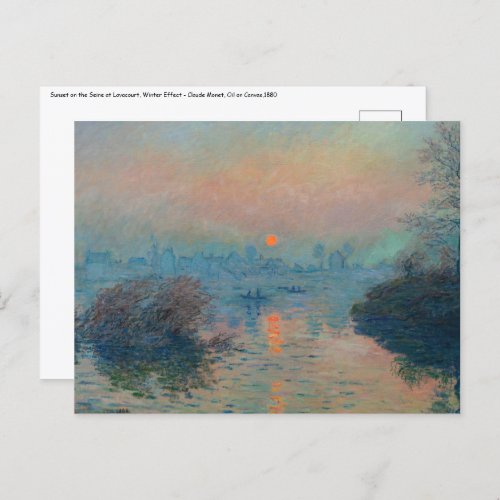 Claude Monet _ Sunset on the Seine at Lavacourt Postcard