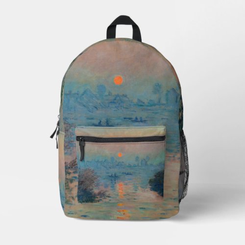 Claude Monet _ Sunset on the Seine at Lavacourt Printed Backpack