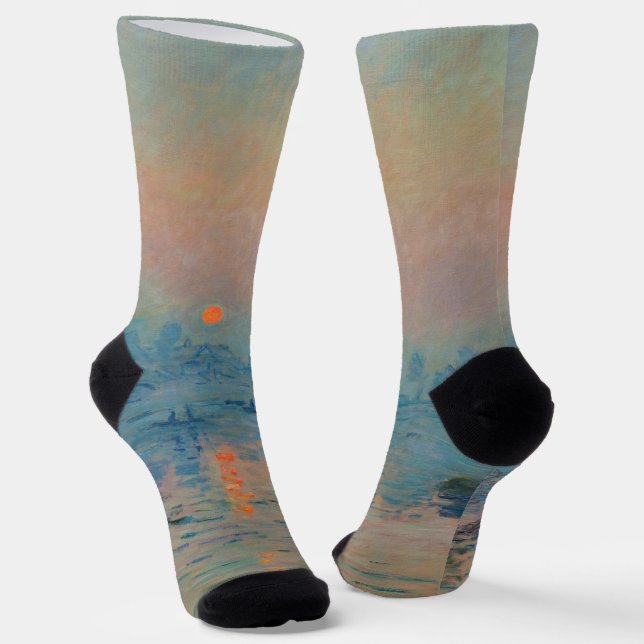Claude Monet - Sunset on the Seine at Lavacourt Socks (Angled)