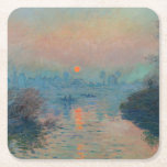 Claude Monet - Sunset on the Seine at Lavacourt Square Paper Coaster<br><div class="desc">Sunset on the Seine at Lavacourt,  Winter Effect / Soleil couchant sur la Seine a Lavacourt,  effet d'hiver - Claude Monet,  Oil on Canvas, 1880</div>