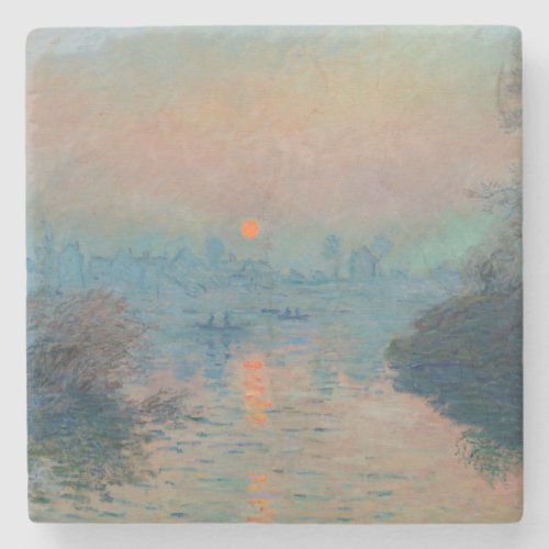 Claude Monet _ Sunset on the Seine at Lavacourt Stone Coaster