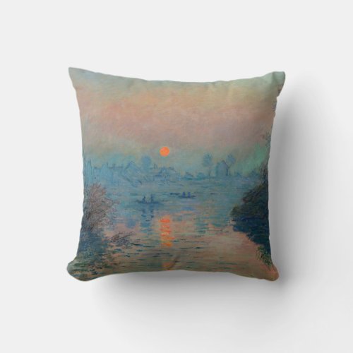 Claude Monet _ Sunset on the Seine at Lavacourt Throw Pillow