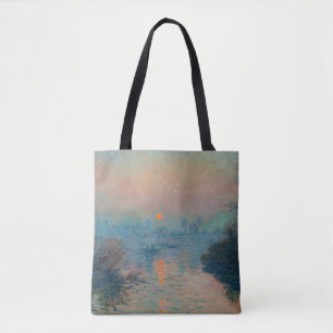 Claude Monet - Sunset on the Seine at Lavacourt Tote Bag