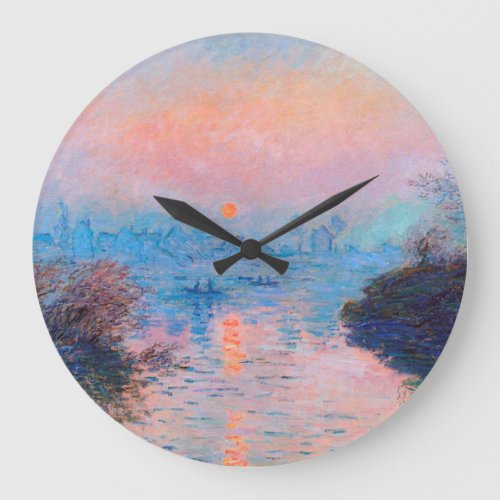 Claude Monet _ Sunset On The Seine Large Clock