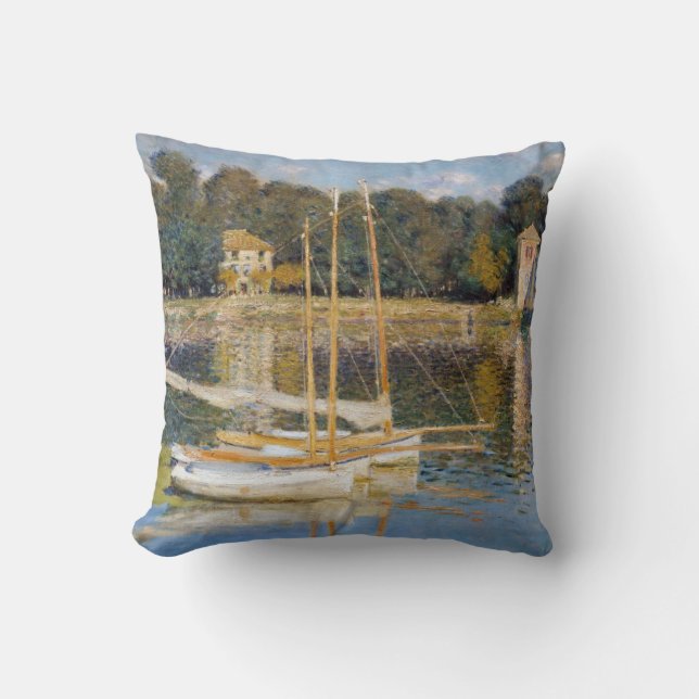 Claude Monet - The Argenteuil Bridge Throw Pillow (Front)