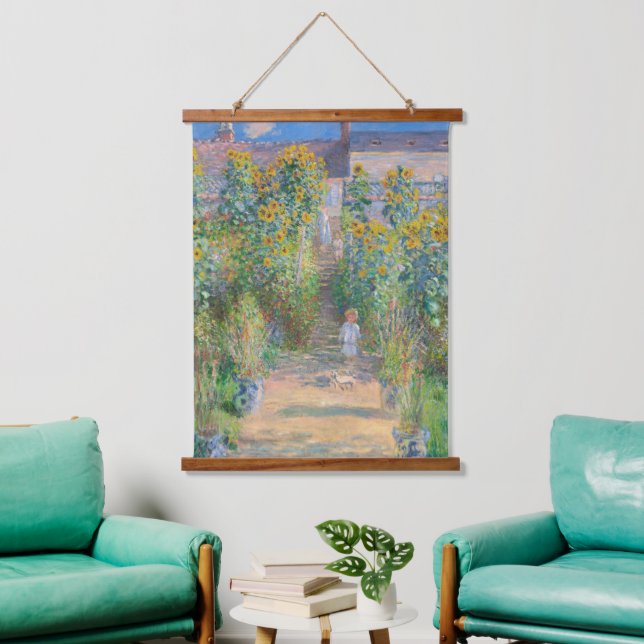 Claude Monet The Artist Garden Sunflowers Old Art Hanging Tapestry (Living Room)