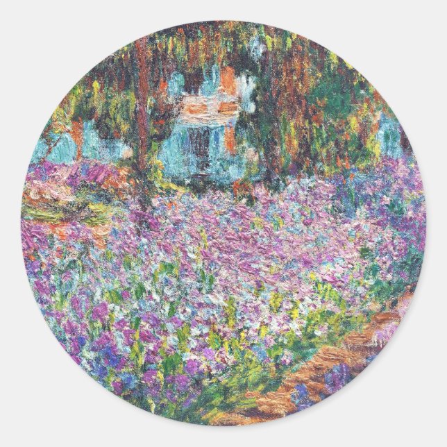 Claude Monet - The Artist's Garden at Givern Classic Round Sticker (Front)