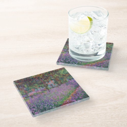 Claude Monet  The Artists Garden at Giverny Glass Coaster