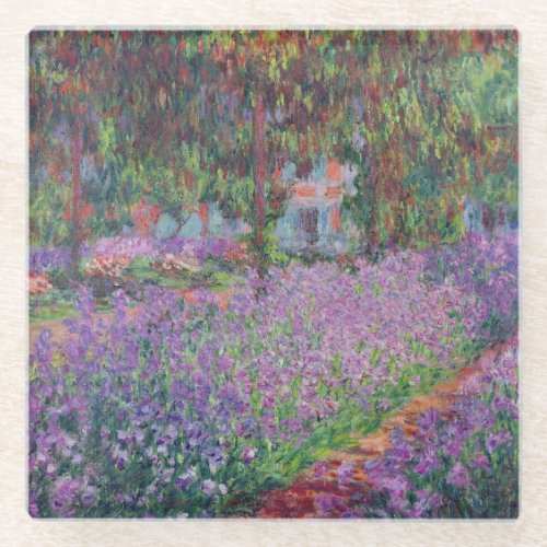 Claude Monet  The Artists Garden at Giverny Glass Coaster