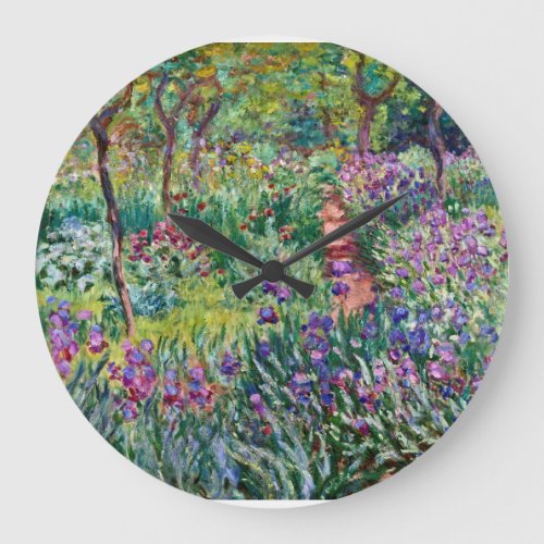 Claude Monet _ The Artists Garden at Giverny Large Clock