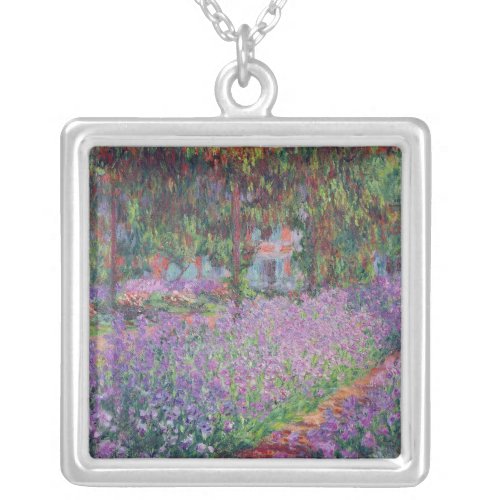 Claude Monet  The Artists Garden at Giverny Silver Plated Necklace