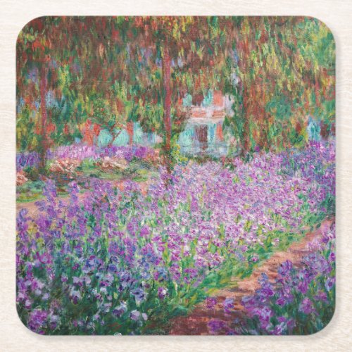 Claude Monet _ The Artists Garden at Giverny Square Paper Coaster