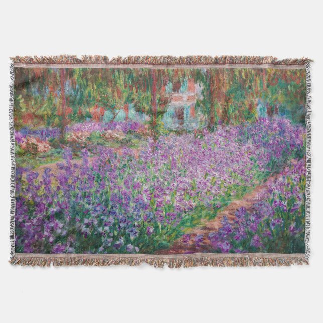 Claude Monet - The Artist's Garden at Giverny Throw Blanket (Front)
