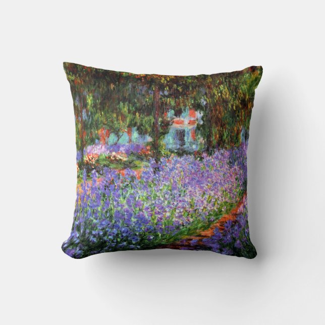 Claude Monet The Artist's Garden at Giverny Throw Pillow (Front)