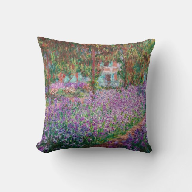 Claude Monet - The Artist's Garden at Giverny Throw Pillow (Front)