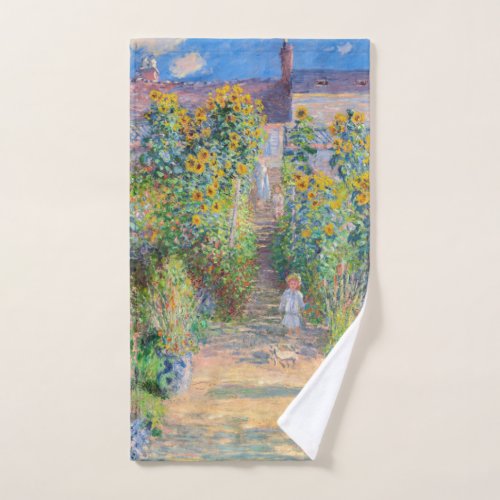 Claude Monet _ The Artists Garden at Vetheuil Bath Towel Set