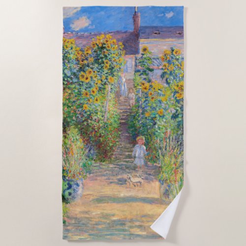 Claude Monet _ The Artists Garden at Vetheuil Beach Towel