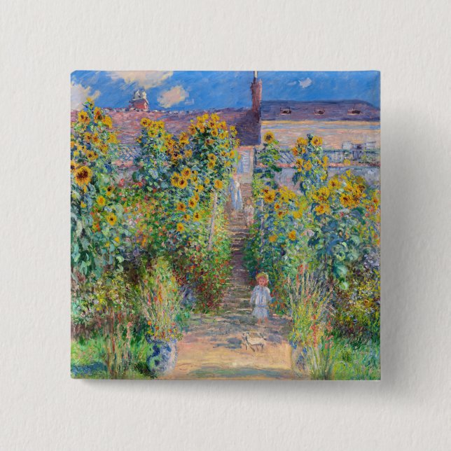 Claude Monet - The Artist's Garden at Vetheuil Button (Front)