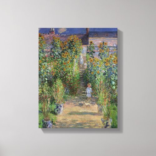 Claude Monet  The Artists Garden at Vetheuil Canvas Print