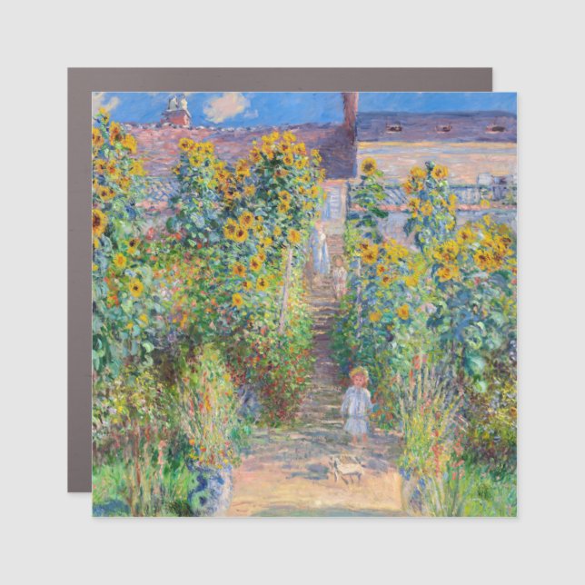 Claude Monet - The Artist's Garden at Vetheuil Car Magnet (Front)