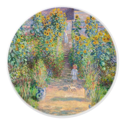 Claude Monet _ The Artists Garden at Vetheuil Ceramic Knob