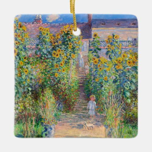 Claude Monet _ The Artists Garden at Vetheuil Ceramic Ornament