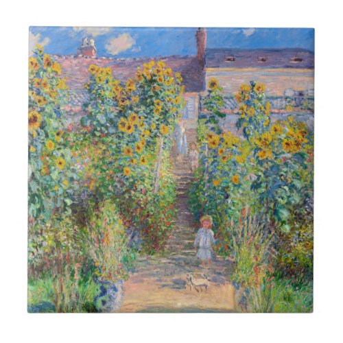 Claude Monet _ The Artists Garden at Vetheuil Ceramic Tile