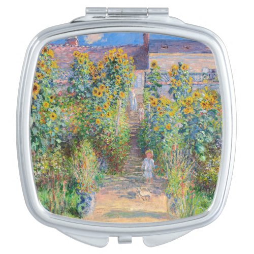 Claude Monet _ The Artists Garden at Vetheuil Compact Mirror