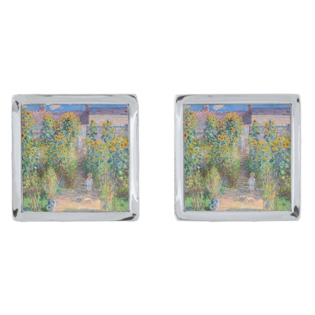 Claude Monet - The Artist's Garden at Vetheuil Cufflinks (Front)