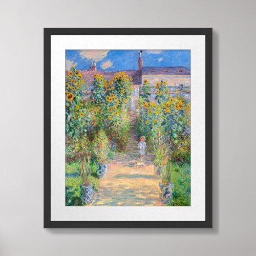 Claude Monet _ The Artists Garden at Vetheuil Framed Art