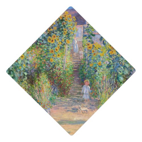 Claude Monet _ The Artists Garden at Vetheuil Graduation Cap Topper