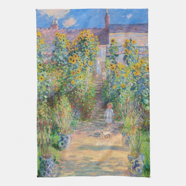 Claude Monet - The Artist's Garden at Vetheuil Kitchen Towel (Vertical)