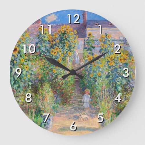Claude Monet _ The Artists Garden at Vetheuil Large Clock