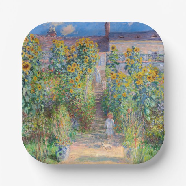 Claude Monet - The Artist's Garden at Vetheuil Paper Plates (Front)