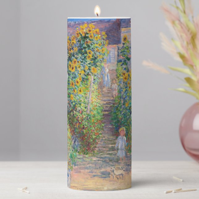 Claude Monet - The Artist's Garden at Vetheuil Pillar Candle (In Situ)