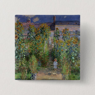 Claude Monet The Artist's Garden at Vetheuil Pinback Button