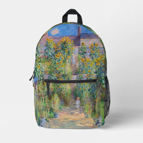 Claude Monet _ The Artists Garden at Vetheuil Printed Backpack