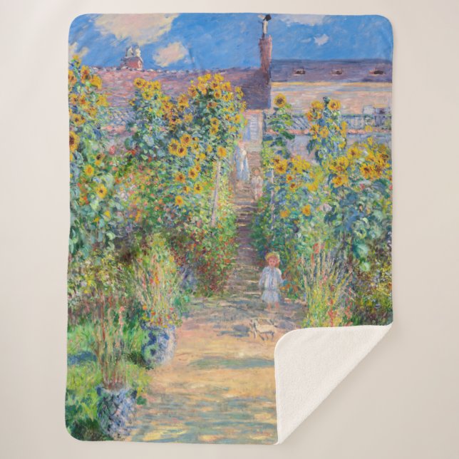 Claude Monet - The Artist's Garden at Vetheuil Sherpa Blanket (Front)
