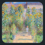 Claude Monet - The Artist's Garden at Vetheuil Square Sticker<br><div class="desc">The Artist's Garden at Vetheuil / Le jardin de l'artiste a Vetheuil - Claude Monet,  Oil on Canvas, 1881</div>