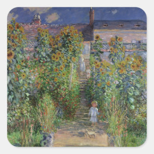 Claude Monet The Artist's Garden at Vetheuil Square Sticker